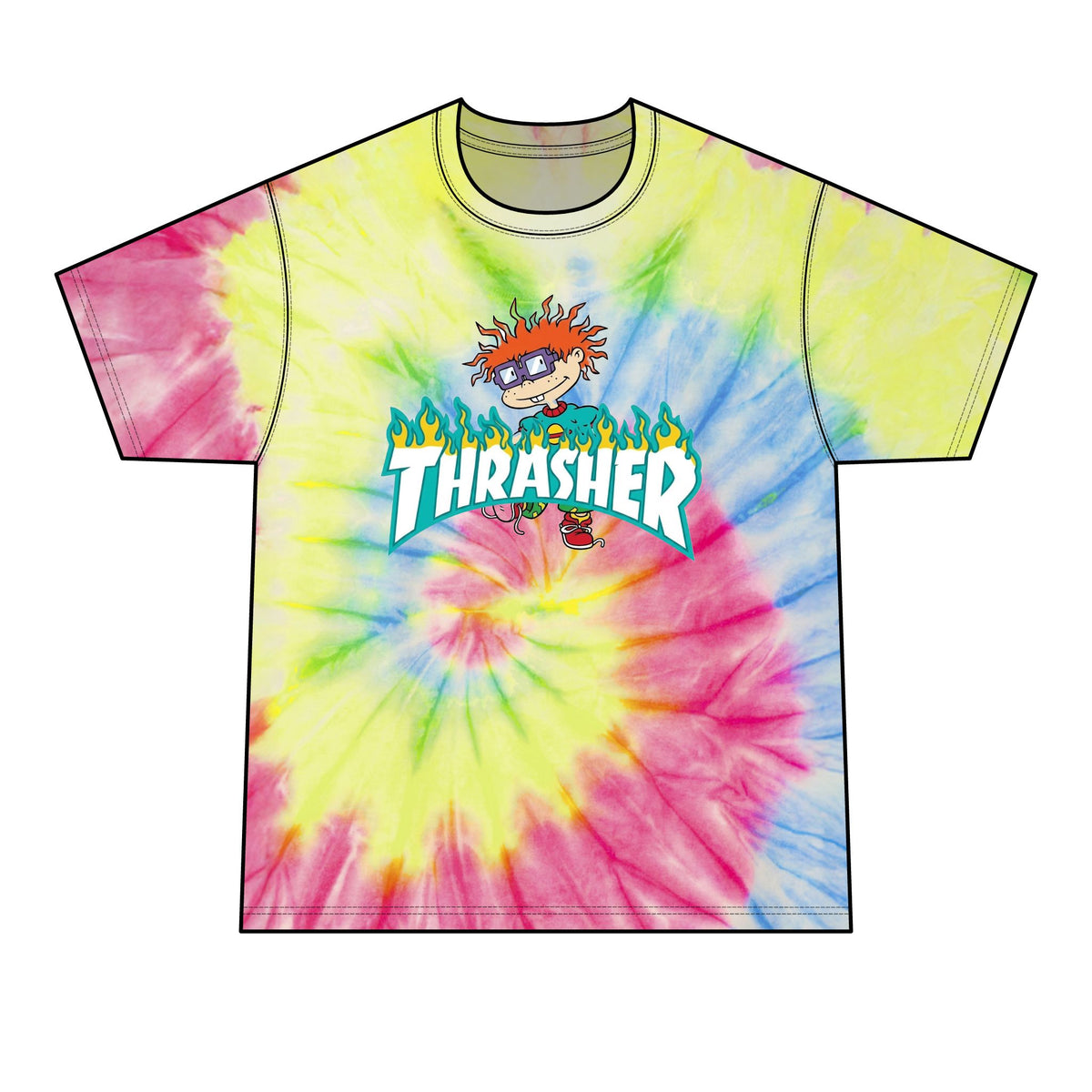 Thrashed Charles | Tie-Dye Graphic T-Shirt | Bootleg Retro Cartoon Mashup Streetwear Tee