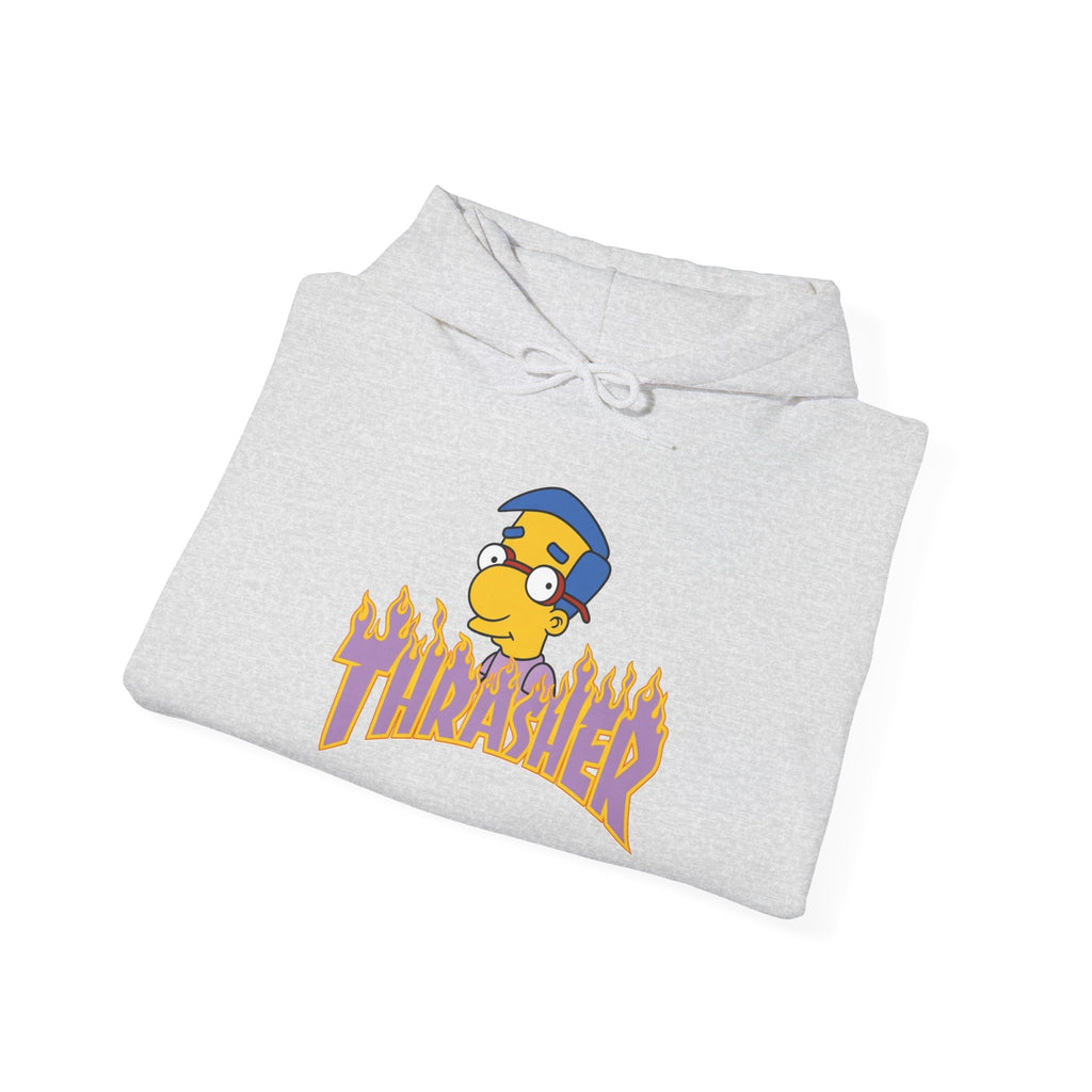 Thrashed Milhouse Graphic Hoodie – Skate Punk Cartoon Pullover