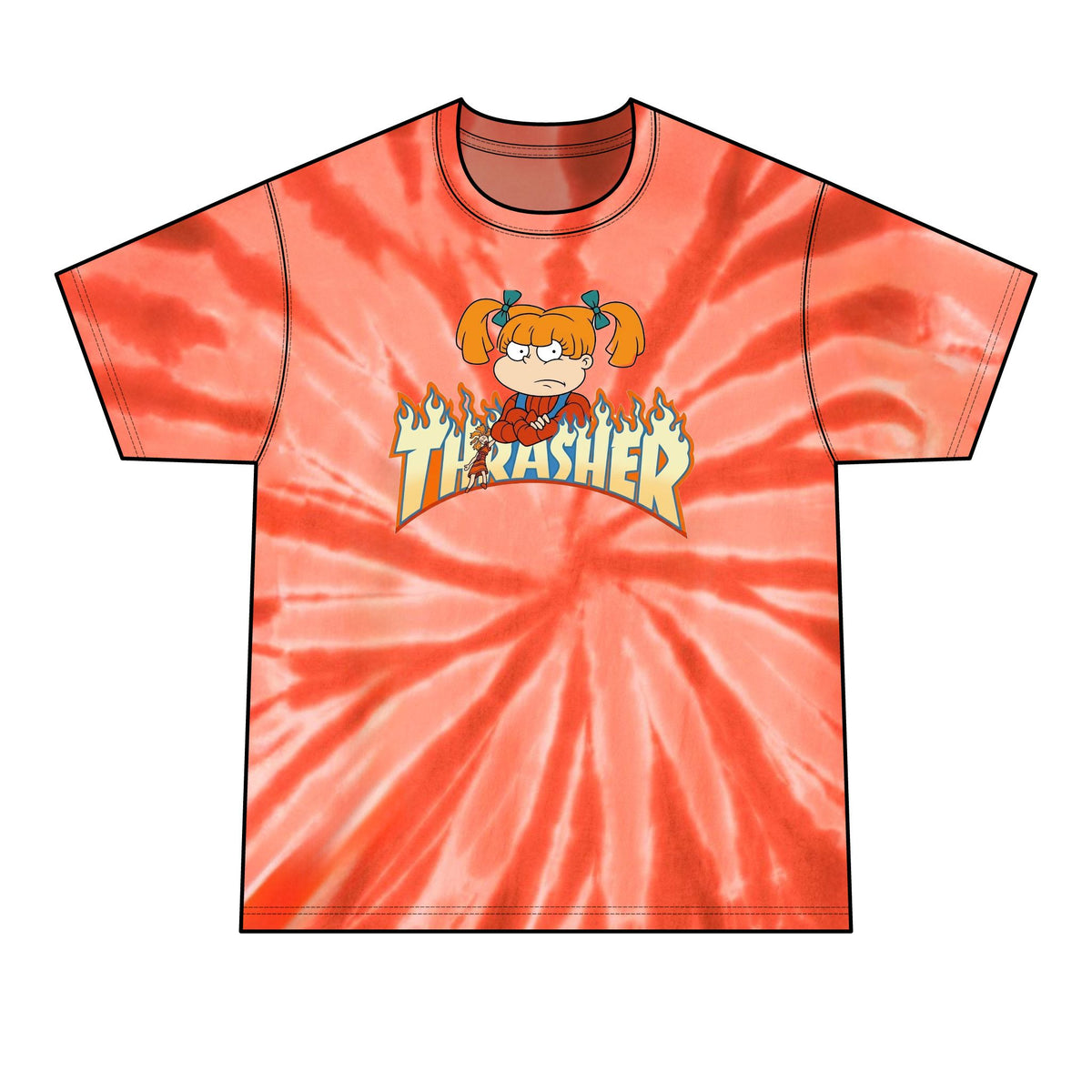 Thrashed Angie | Tie-Dye Graphic T-Shirt | Bootleg Retro Cartoon Mashup Streetwear Tee