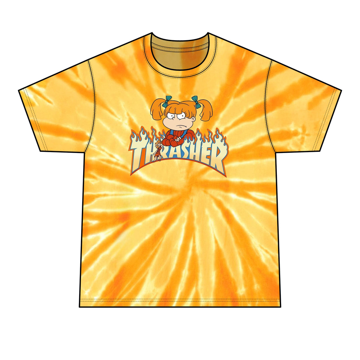 Thrashed Angie | Tie-Dye Graphic T-Shirt | Bootleg Retro Cartoon Mashup Streetwear Tee