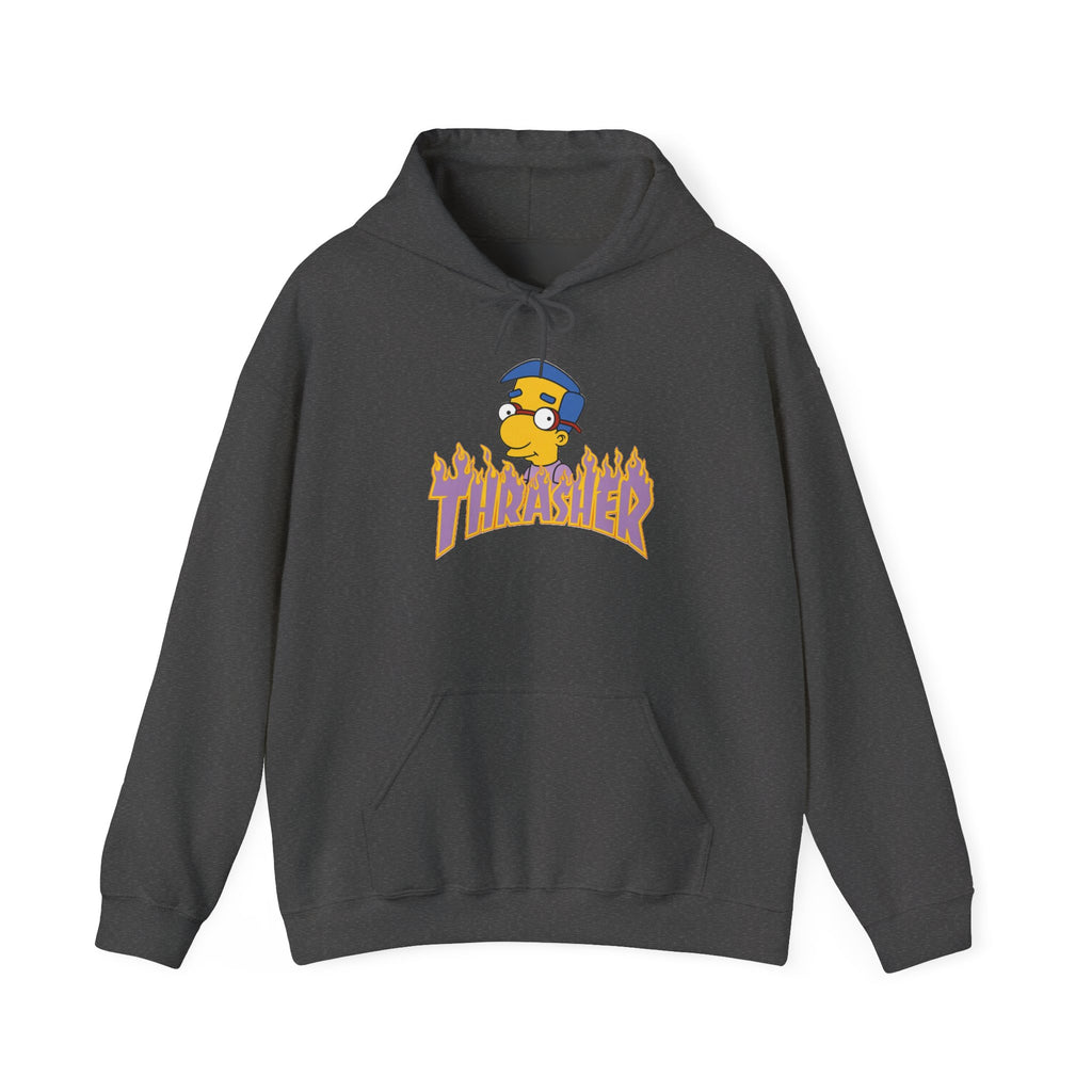 Thrashed Milhouse Graphic Hoodie – Skate Punk Cartoon Pullover