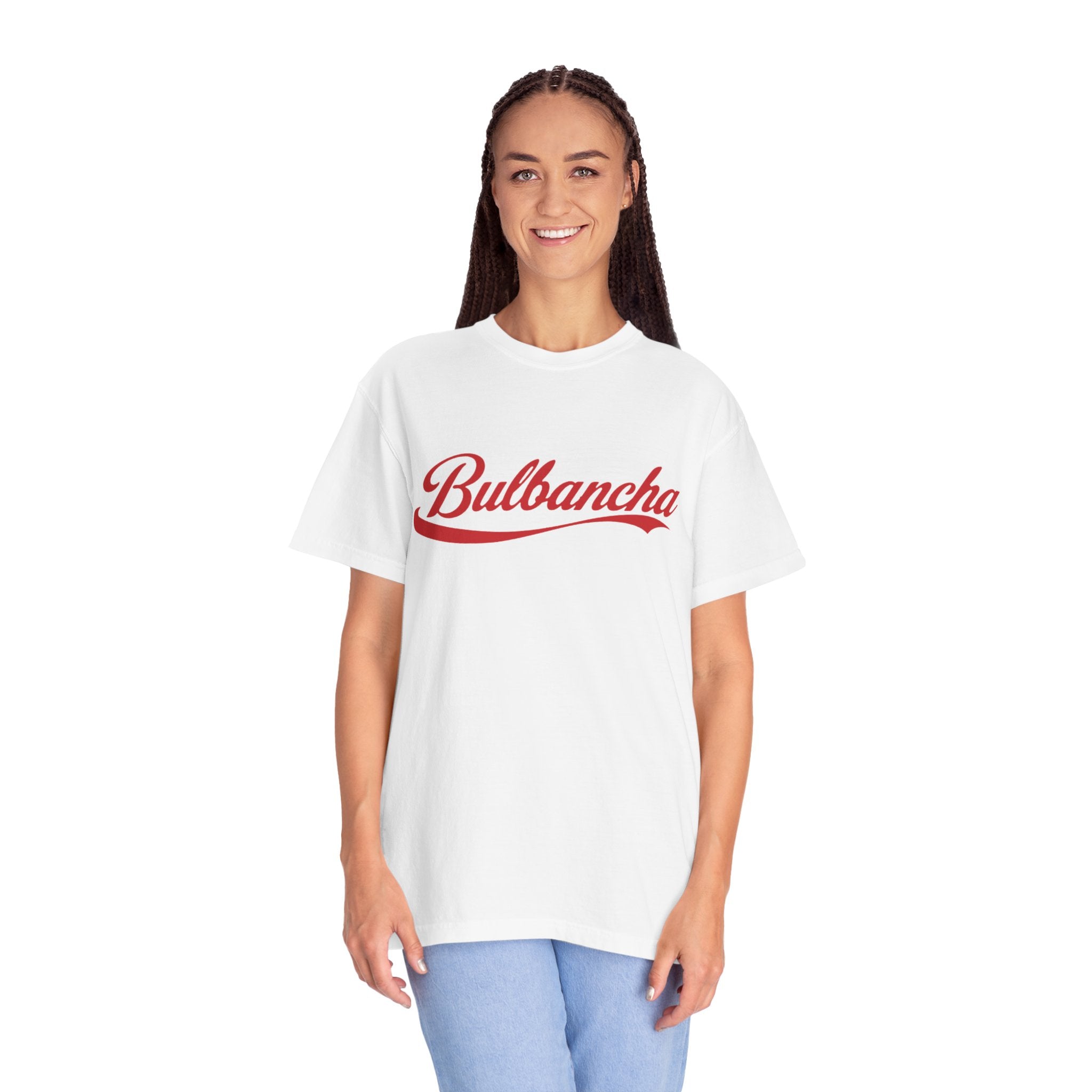Bulbancha Script T-Shirt | New Orleans Street Name Tee | Classic Red Cola Script Graphic Shirt | NOLA Cultural Apparel | Unisex Cotton Tee