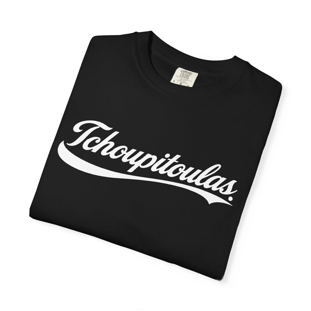 Tchoupitoulas Script T-Shirt | New Orleans Street Name Tee | Classic Cola Script NOLA Shirt | Black or White Unisex Graphic Tee
