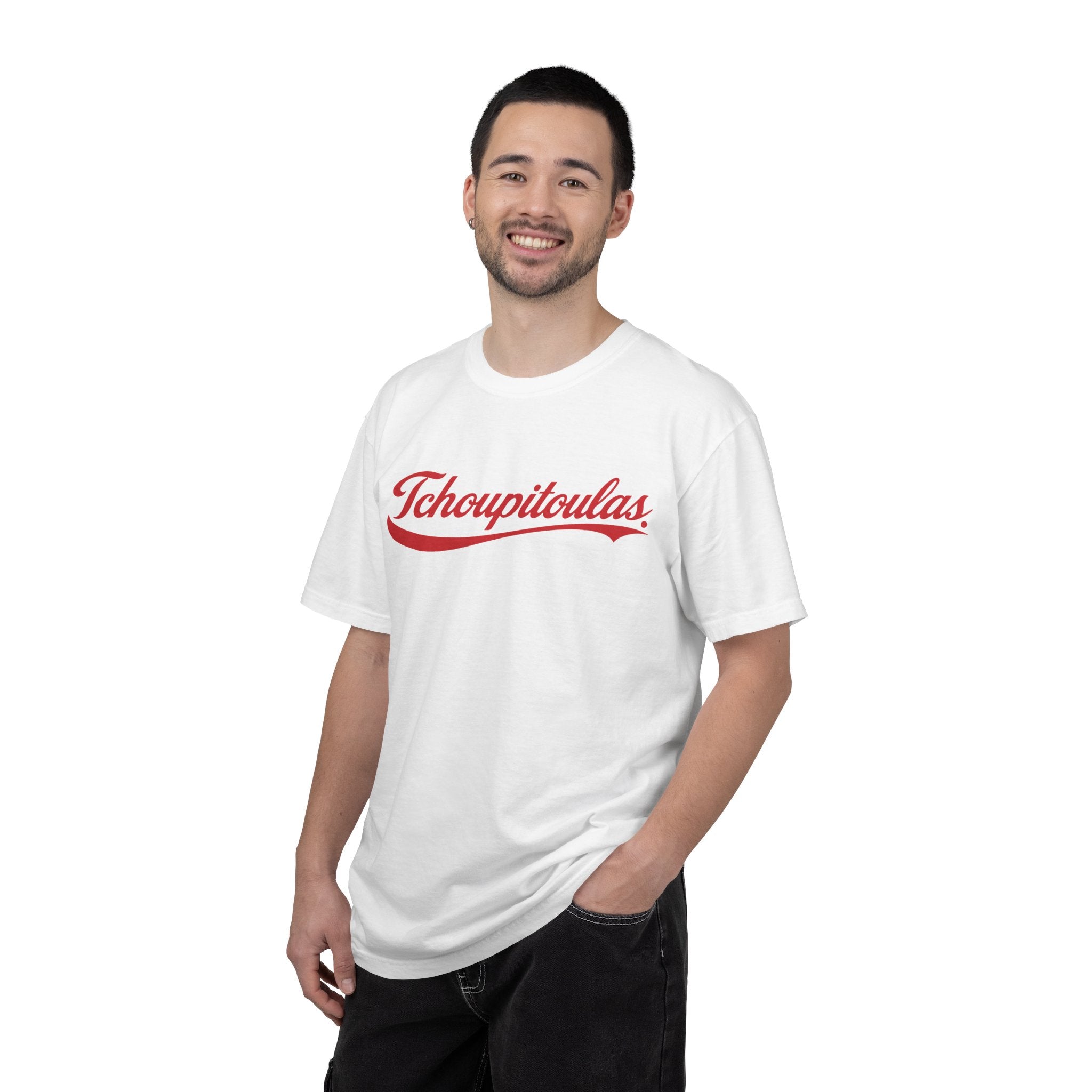 Tchoupitoulas Script T-Shirt | New Orleans Street Name Tee | Classic Cola Script NOLA Shirt | Black or White Unisex Graphic Tee