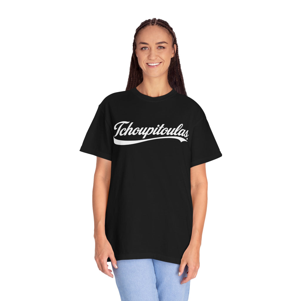 Tchoupitoulas Script T-Shirt | New Orleans Street Name Tee | Classic Cola Script NOLA Shirt | Black or White Unisex Graphic Tee