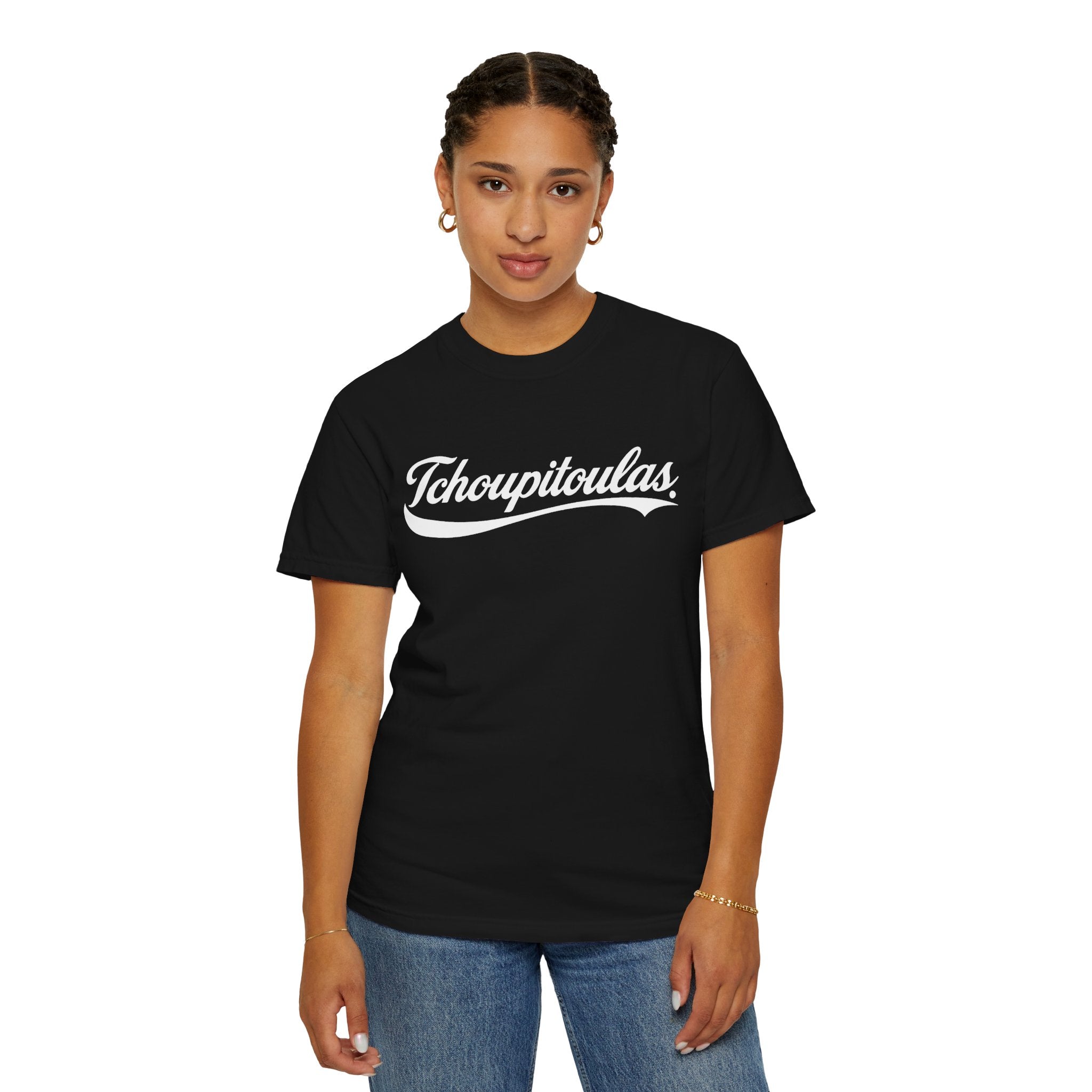 Tchoupitoulas Script T-Shirt | New Orleans Street Name Tee | Classic Cola Script NOLA Shirt | Black or White Unisex Graphic Tee