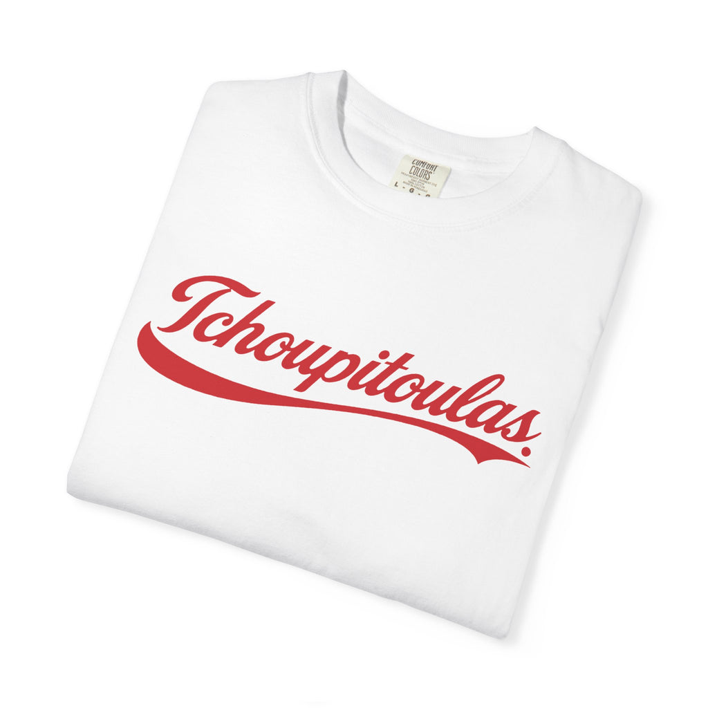 Tchoupitoulas Script T-Shirt | New Orleans Street Name Tee | Classic Cola Script NOLA Shirt | Black or White Unisex Graphic Tee
