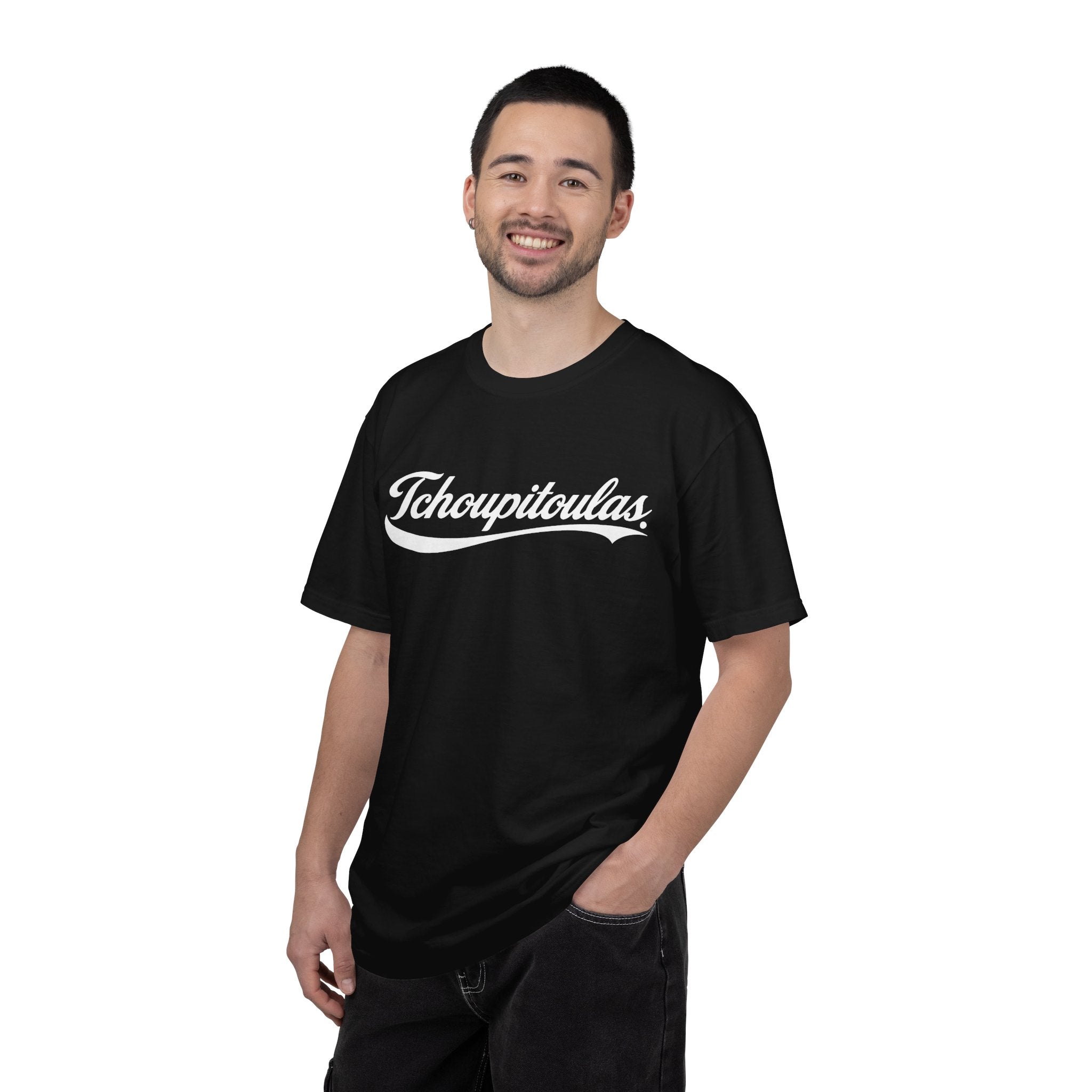 Tchoupitoulas Script T-Shirt | New Orleans Street Name Tee | Classic Cola Script NOLA Shirt | Black or White Unisex Graphic Tee