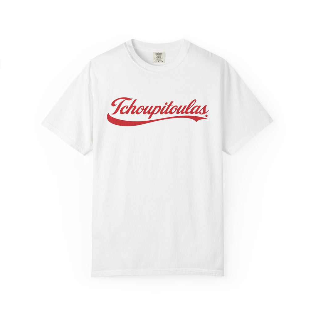 Tchoupitoulas Script T-Shirt | New Orleans Street Name Tee | Classic Cola Script NOLA Shirt | Black or White Unisex Graphic Tee