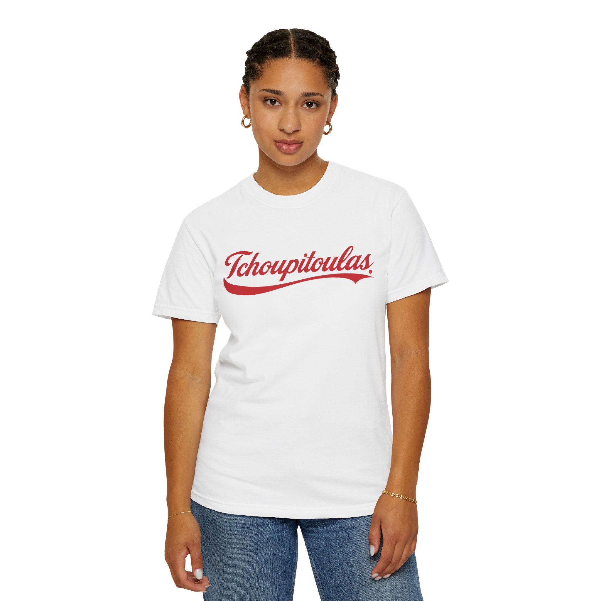 Tchoupitoulas Script T-Shirt | New Orleans Street Name Tee | Classic Cola Script NOLA Shirt | Black or White Unisex Graphic Tee