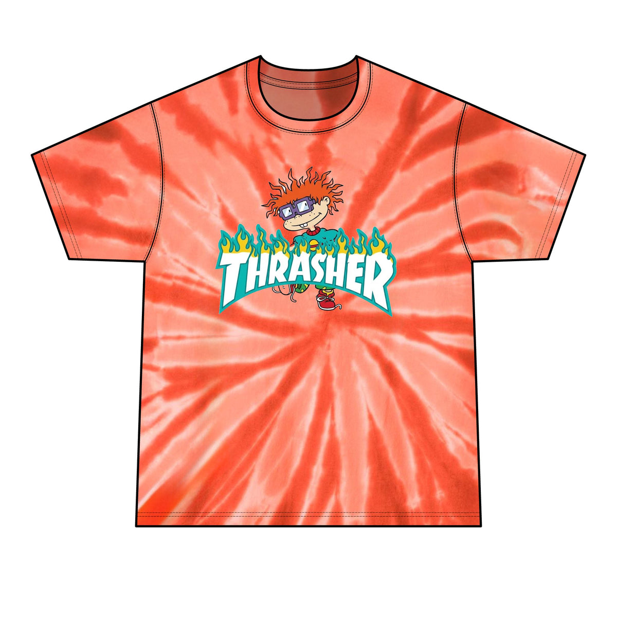 Thrashed Charles | Tie-Dye Graphic T-Shirt | Bootleg Retro Cartoon Mashup Streetwear Tee