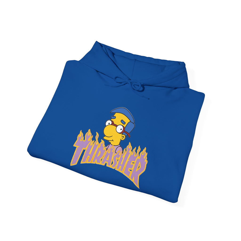 Thrashed Milhouse Graphic Hoodie – Skate Punk Cartoon Pullover