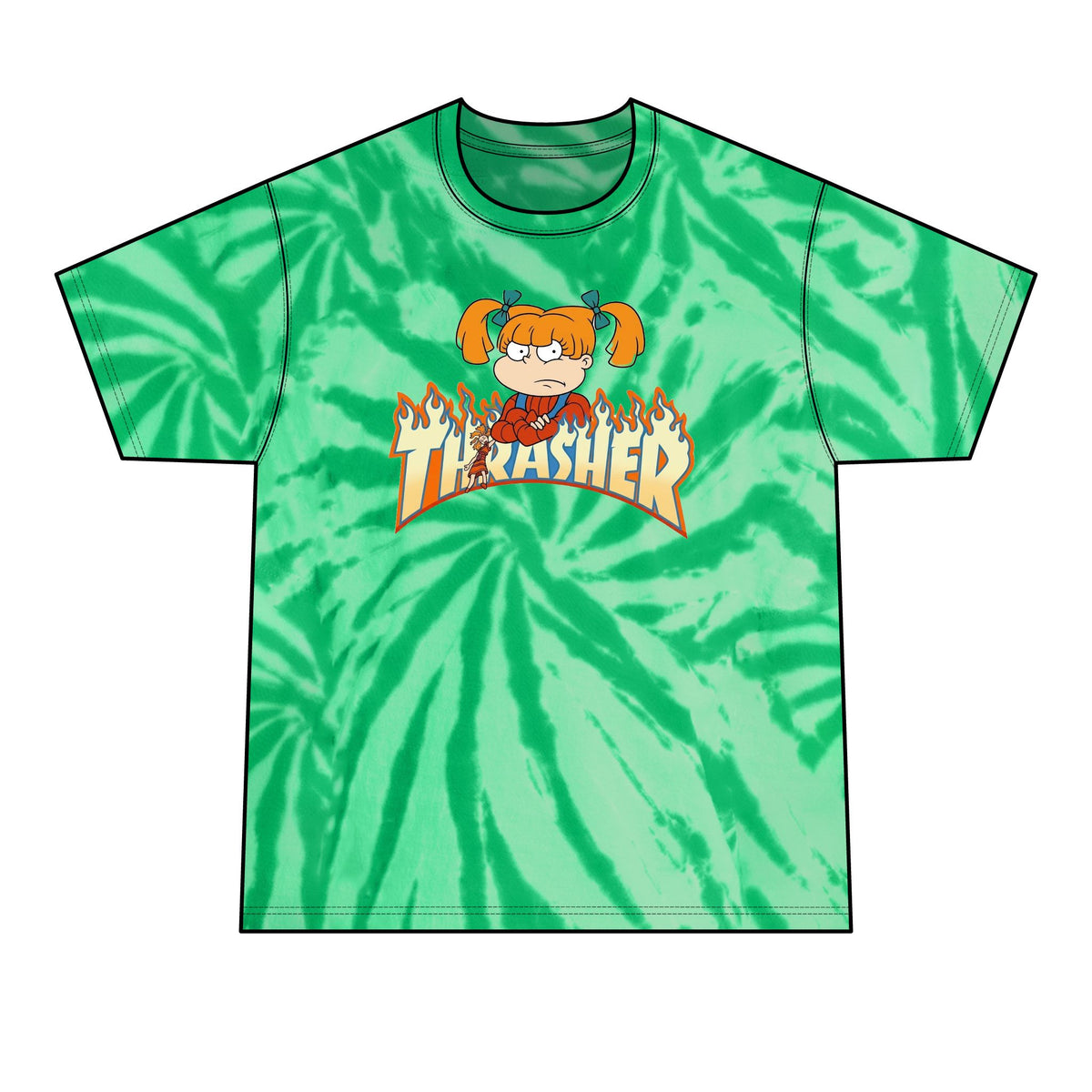 Thrashed Angie | Tie-Dye Graphic T-Shirt | Bootleg Retro Cartoon Mashup Streetwear Tee