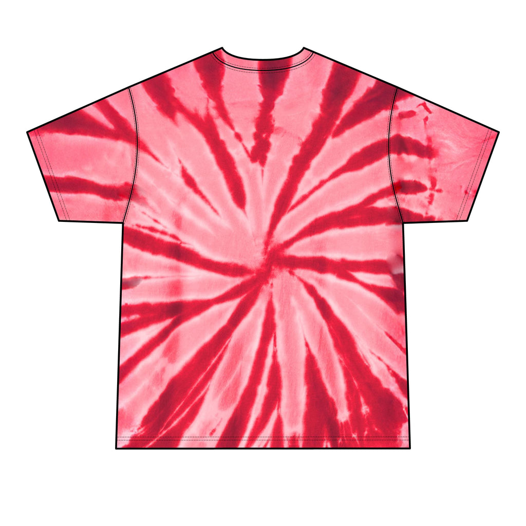Tie-Dye T-Shirt — Retro Orange Pink Spiral with Thrashed Flame RAGRUTS Tee