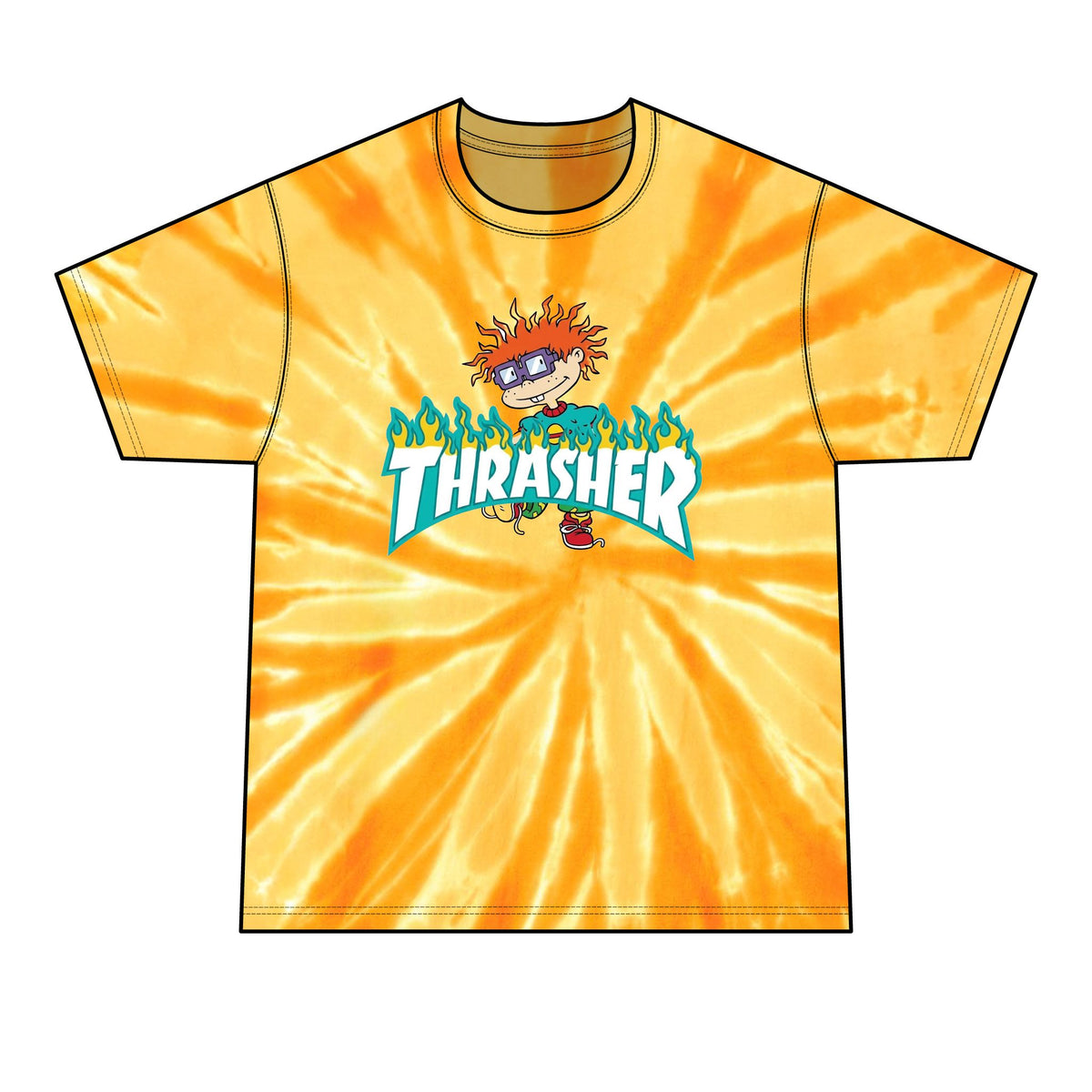 Thrashed Charles | Tie-Dye Graphic T-Shirt | Bootleg Retro Cartoon Mashup Streetwear Tee