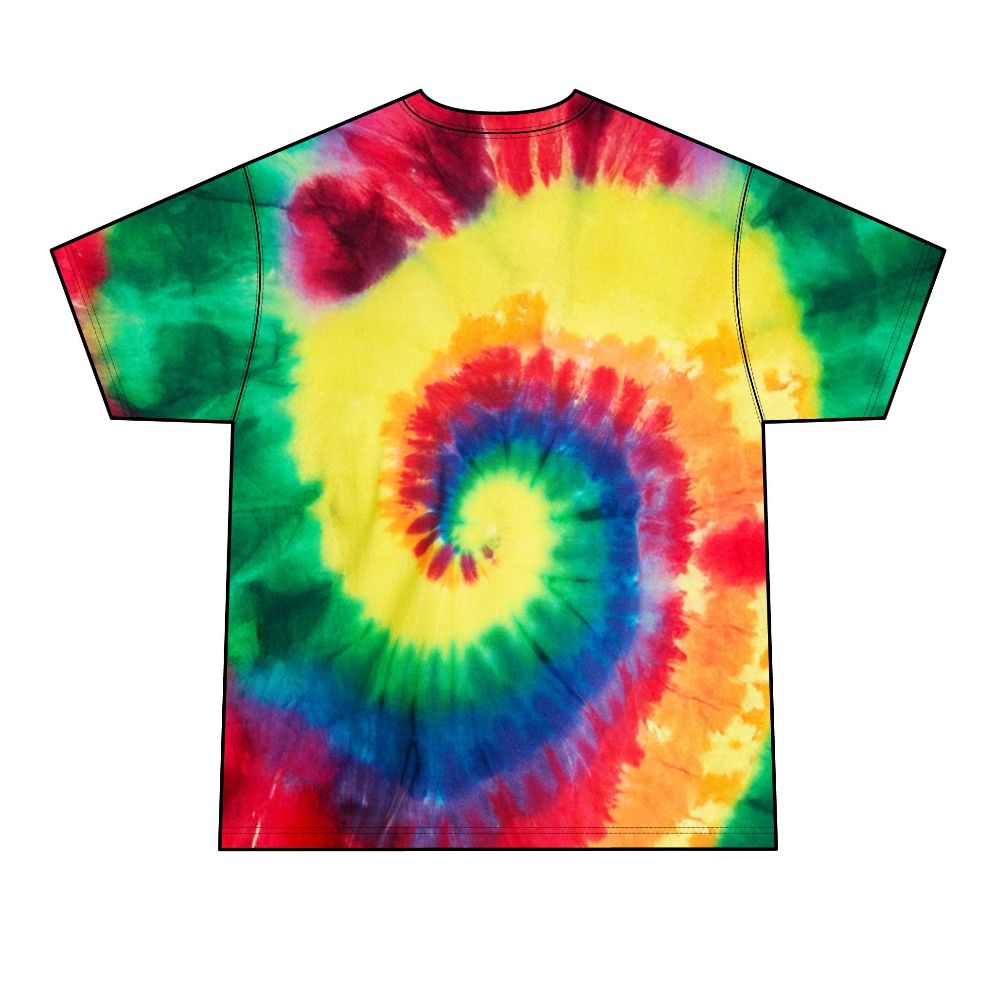 Tie-Dye T-Shirt — Retro Orange Pink Spiral with Thrashed Flame RAGRUTS Tee