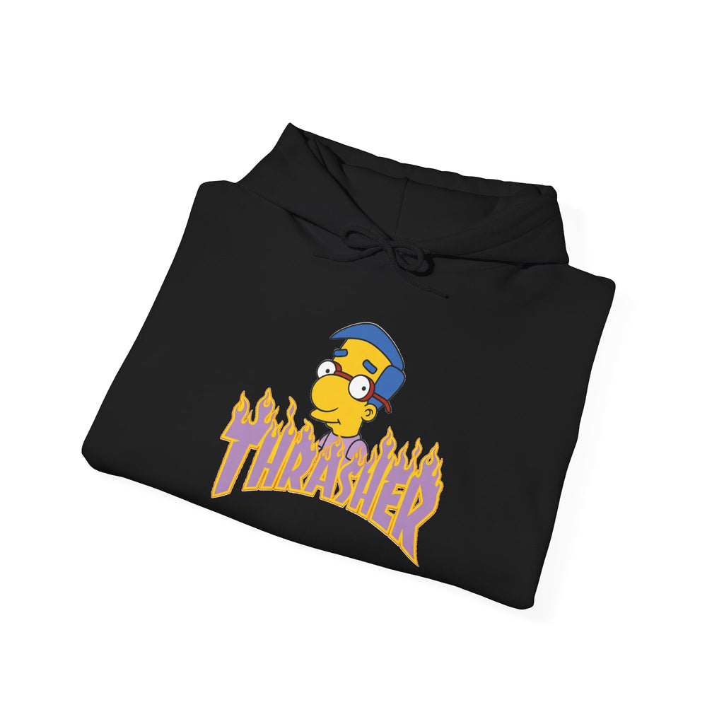 Thrashed Milhouse Graphic Hoodie – Skate Punk Cartoon Pullover
