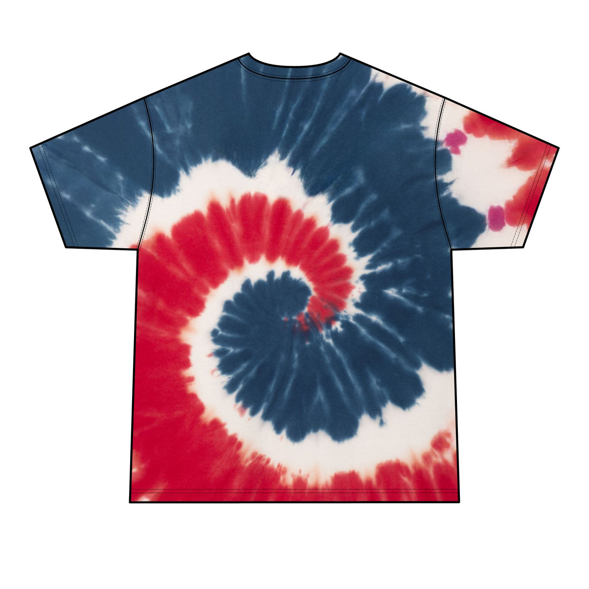 Tie-Dye T-Shirt — Retro Orange Pink Spiral with Thrashed Flame RAGRUTS Tee