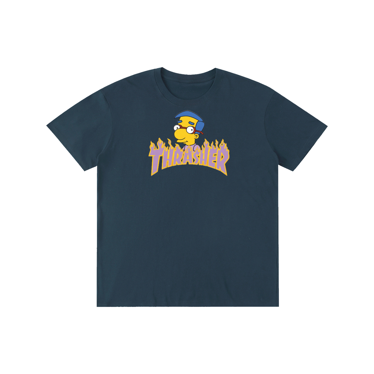 Thrashed Milpool - Saturday Morning Skater Graphic T-Shirt – Black Retro Cartoon Streetwear Tee