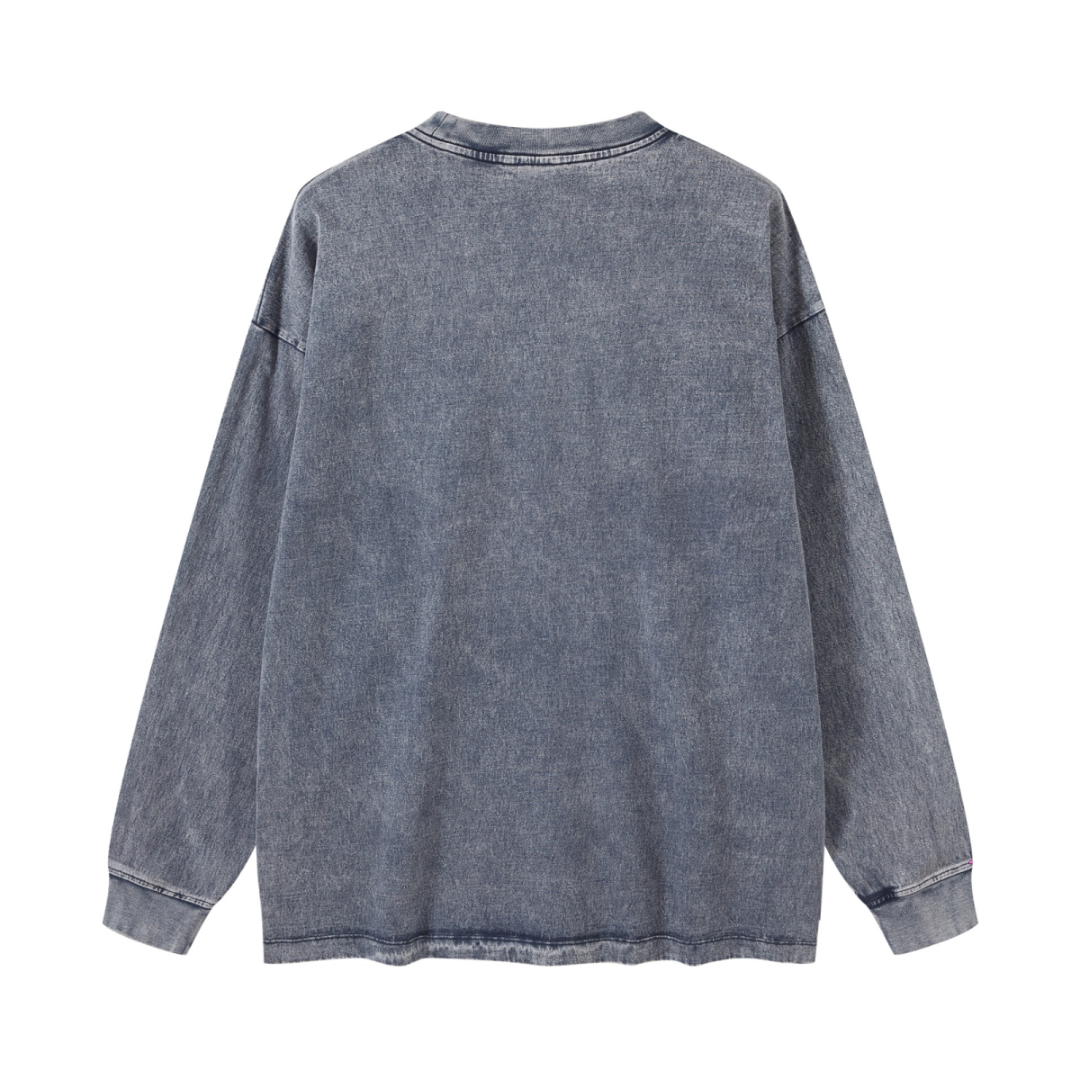 260GSM Men's Heavyweight Vintage-Wash Loose-Fit Long-Sleeve T-Shirt  light blue