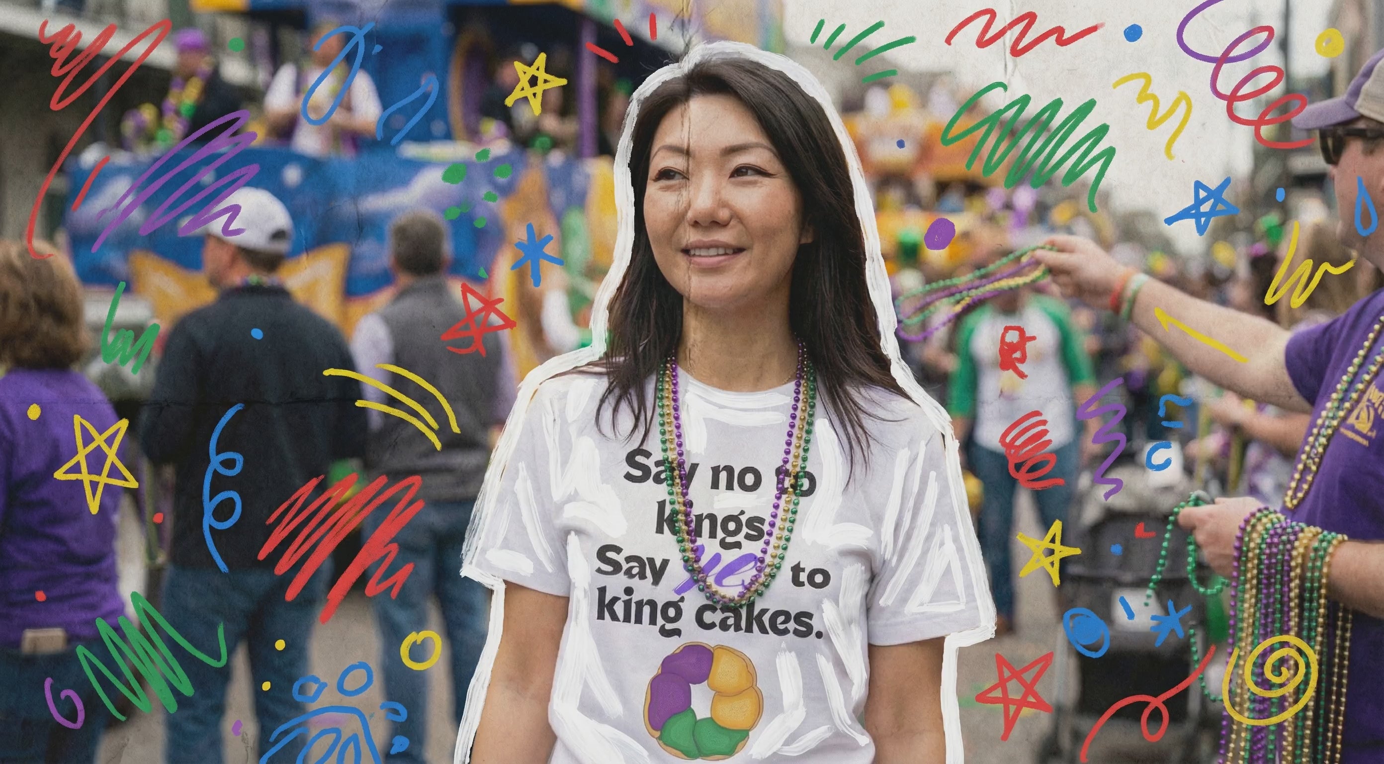 Say No to Kings Say Yes to King Cakes T-Shirt | New Orleans Mardi Gras humor statement shirt